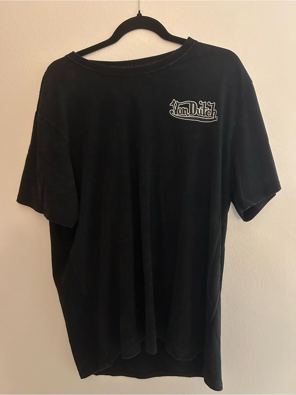 Von Dutch Distressed Black Logo Short-Sleeve Men's Shirt